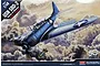 Academy 1/48 scale USN SBD-2 Dauntless Battle of Midway plastic model kit box art showing a blue dive bomber flying through clouds.