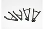 A set of four black plastic suspension arms for a Traxxas RC vehicle, arranged on a plain white background.