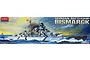 Academy 1/800 scale German Battleship Bismarck plastic model kit box art showing the ship at sea.