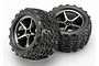 Traxxas 2.2" Rear Talon Tyres on Black Chrome Gemini Rims - Glued Wheels 2Pcs 7174A