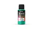 A 60ml bottle of Vallejo Premium Airbrush Color in Metallic Green, featuring a black cap and a label with product details.