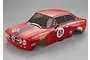 Killerbody 1/10 scale Alfa Romeo 2000 GTAm RC body shell in red with racing decals and number 51, viewed from a high angle against a grey background.