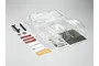 Killerbody 1/10 scale wide body clear unpainted kit for Toyota 86/Subaru BRZ, including plastic body parts, decals, and mounting hardware.