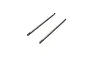 Two silver metal RC shock shafts with threaded ends isolated on a white background.