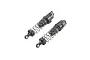 Two black Losi front RC shock absorbers with coil springs, shown against a white background.