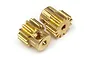 Two brass 13-tooth pinion gears for RC cars, showing the gear teeth and threaded set screw holes.