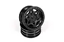 Two black Axial 1.9-inch Walker Evans RC crawler wheels stacked on a white background.