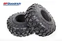 Two black rubber RC crawler tires with aggressive tread patterns and foam inserts, featuring BFGoodrich branding on a white background.