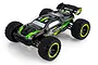 BlackZon Slyder ST 1/16 scale RC stadium truck in black and green, featuring off-road tires and a rear spoiler, isolated on a white background.