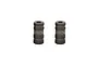 Two grey hard anodised aluminium shock reservoir caps for Axial RC vehicles, featuring the Axial logo engraved on the side.
