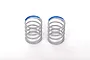 Two grey RC shock springs with blue paint markings on the top coils, isolated on a white background.