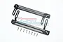 GPM Racing black aluminium side step plates for Traxxas TRX-4 with mounting hardware on a white background.