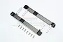 GPM Racing black and silver aluminium side step plates for RC crawler on a white background with mounting hardware.