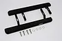 Two black aluminium side step plates for an RC crawler with mounting brackets, screws, and washers on a white background.