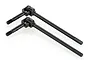 Two black metal universal drive shafts for an RC car, shown against a white background.