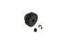 ARRMA 24T pinion gear with a set screw and E-clip on a white background.