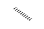 A set of ten black oxide steel countersunk head screws arranged in a diagonal line against a white background.