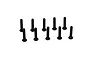 A set of ten black button head screws arranged in two rows on a white background.