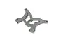 A gunmetal grey aluminium rear shock tower for a Losi RC vehicle, featuring multiple mounting holes and a flat, machined design.