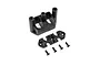 Losi IC5 battery plug holder set including a black plastic mount, a mounting plate, and four small black screws on a white background.