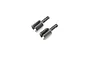 Two black metal differential outdrive cups for Losi RC vehicles, shown from an angled perspective.
