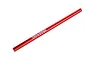 A red anodized aluminium Traxxas centre drive shaft for RC vehicles, shown against a plain white background.