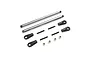 Losi RC upper 4-link bar set including two metal rods, four plastic rod ends, four threaded studs, and four pivot balls on a white background.