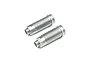 Two silver threaded aluminium RC shock bodies for Losi vehicles, shown against a white background.