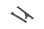 Two black plastic Losi chassis support braces for RC vehicles shown against a white background.