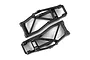 Two black Traxxas WideMaxx lower suspension arms for RC vehicles, shown from a top-down perspective on a white background.