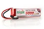 NXE Power 9000mAh 50C LiPo battery pack with red casing and black and red wiring, shown on a white background with reflection.