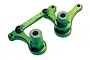 Traxxas green anodized aluminium steering bellcrank and drag link assembly with pre-installed bearings.