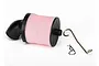 Traxxas high volume air filter assembly with pink foam element, black plastic elbow, and metal mounting hardware on a white background.