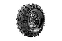 A single Louise 1.9 inch CR-Rowdy crawler tyre pre-mounted on a black chrome rim against a white background.