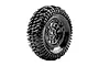 A single Louise 1.9 inch CR-Champ RC crawler tyre mounted on a black chrome beadlock-style rim against a white background.