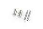 Axial WB8 universal joint rebuild kit parts including two metal barrels and two metal pins on a white background.