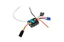 Horizon 2-in-1 Brushed 20A ESC and 2.4GHz receiver unit with attached wires, power switch, and connectors against a white background.