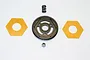 GPM Racing 56T steel spur gear and slipper clutch kit including two friction pads, a spring, and a locknut on a white background.