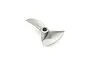 A two-blade metal RC boat propeller with a central shaft hole, isolated on a white background.