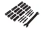 HPI Racing turnbuckle set including black plastic ball ends, metal threaded rods, and a turnbuckle wrench.