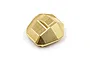 A brass differential cover for an RC car with a faceted design and the Yeah Racing logo engraved on the top.