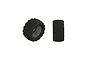 Two black ARRMA DBoots Copperhead2 MT RC monster truck tyres shown from side and front angles against a white background.