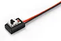 Hobbywing ESC power switch with integrated set button and three-wire cable on a white background.