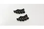 Ten black metal countersunk hex head screws arranged in two rows of five on a white background.