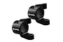Two black aluminium Axial XR10 steering hub carriers (C-hubs) featuring the Axial logo, shown against a white background.