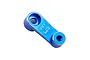 A blue anodized aluminium 25T servo horn by Yeah Racing, viewed from above against a white background.