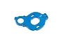 A blue anodized aluminium motor mount for the Tamiya XV-01 RC chassis, featuring the Yeah Racing logo.
