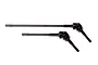 Two black metal universal joint axle shafts for an RC vehicle, shown against a plain white background.