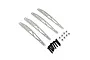 Yeah Racing stainless steel trailing arm plates for RBX10 Ryft, including four metal plates, black screws, and silver nuts on a white background.