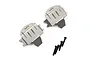 Two Yeah Racing stainless steel differential skid plates with four black mounting screws on a white background.